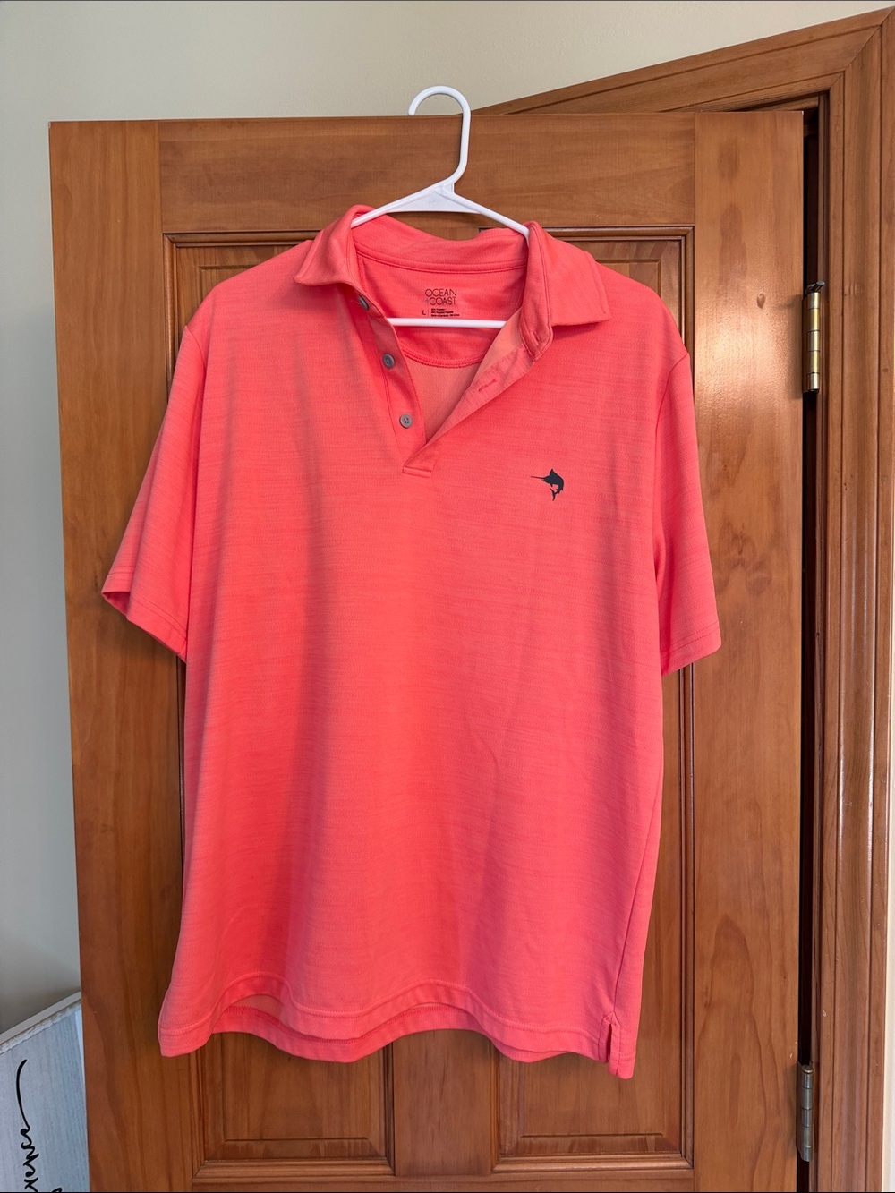 Ocean Current Men's Coral Polo with Marlin Logo